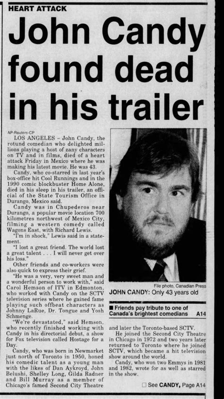 How did John Candy die?