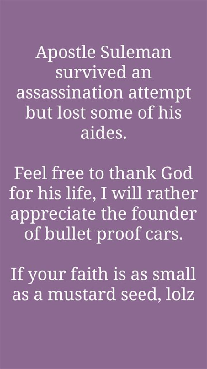 
You Can’t Kill Me – Apostle Suleman Speaks Out Following An Assassination Attempt 